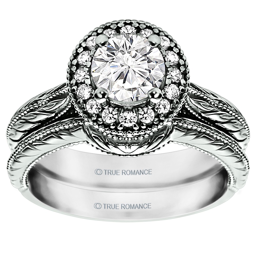 Round Cut Halo Diamond Vintage Engagement Ring