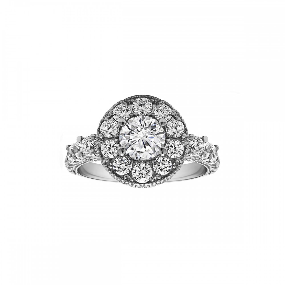 Round Cut Halo Diamond Vintage Engagement Ring