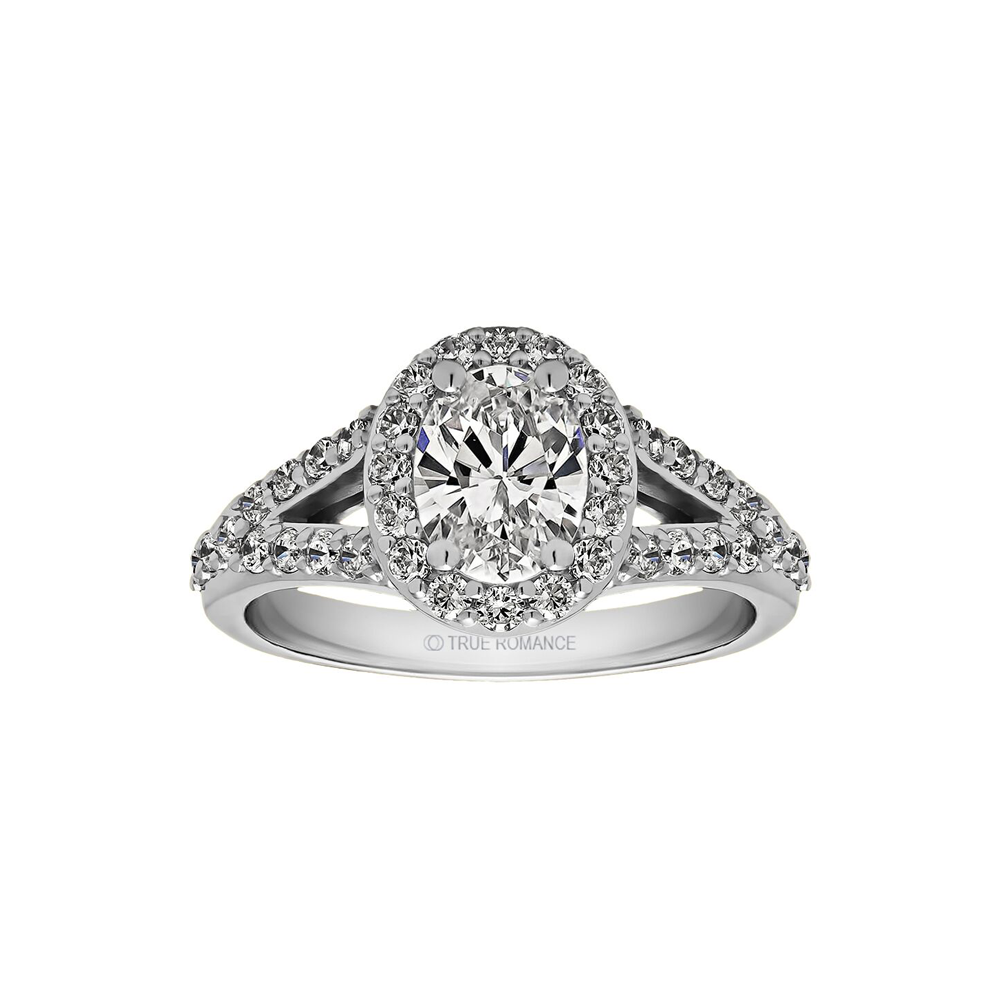 Split shank halo diamond engagement deals ring