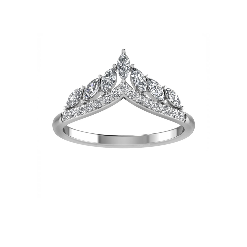 14K White Gold Snow Queen Multi Stone Tiara Band - WR2098/J